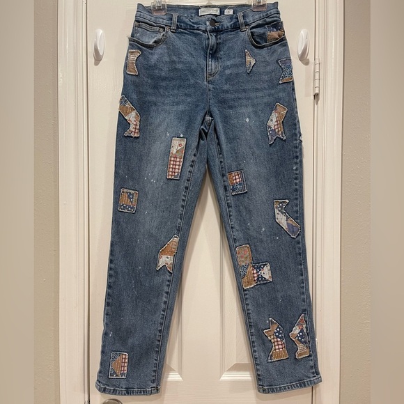 Coldwater Creek Women's 10 Wanderlust Boyfriend Jeans Patchwork Artsy Cottage - Picture 1 of 8